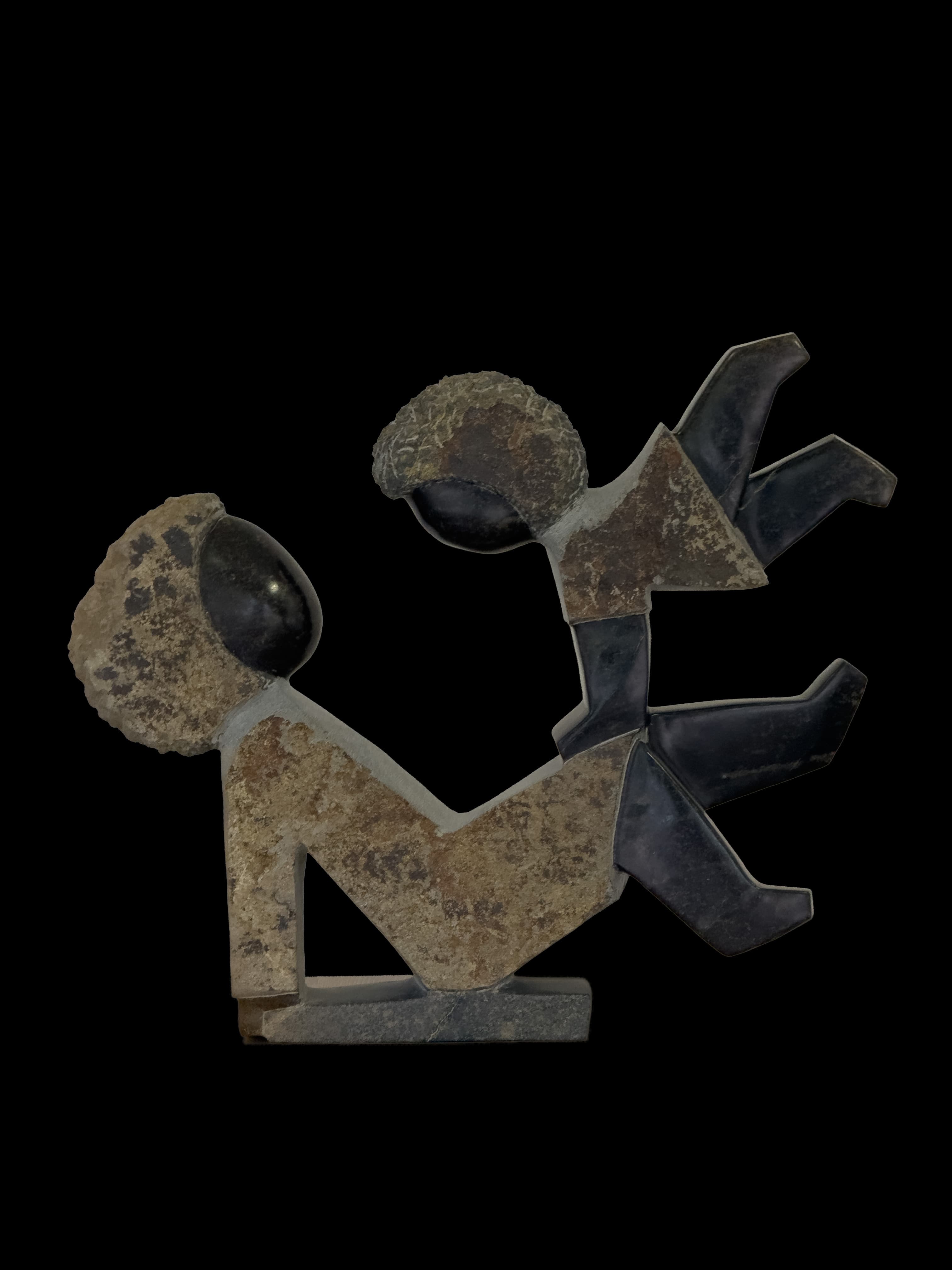 Relaxing with Mum — Springstone Shona sculpture by Dominic Benhura Relaxing with Mum — Springstone Shona sculpture by Dominic Benhura